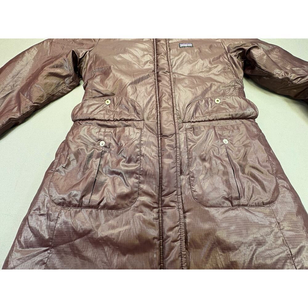 Patagonia Girls Medium 10 Insulated Long Coat Cocoa Parka Full Zip Pockets - Picture 11 of 14